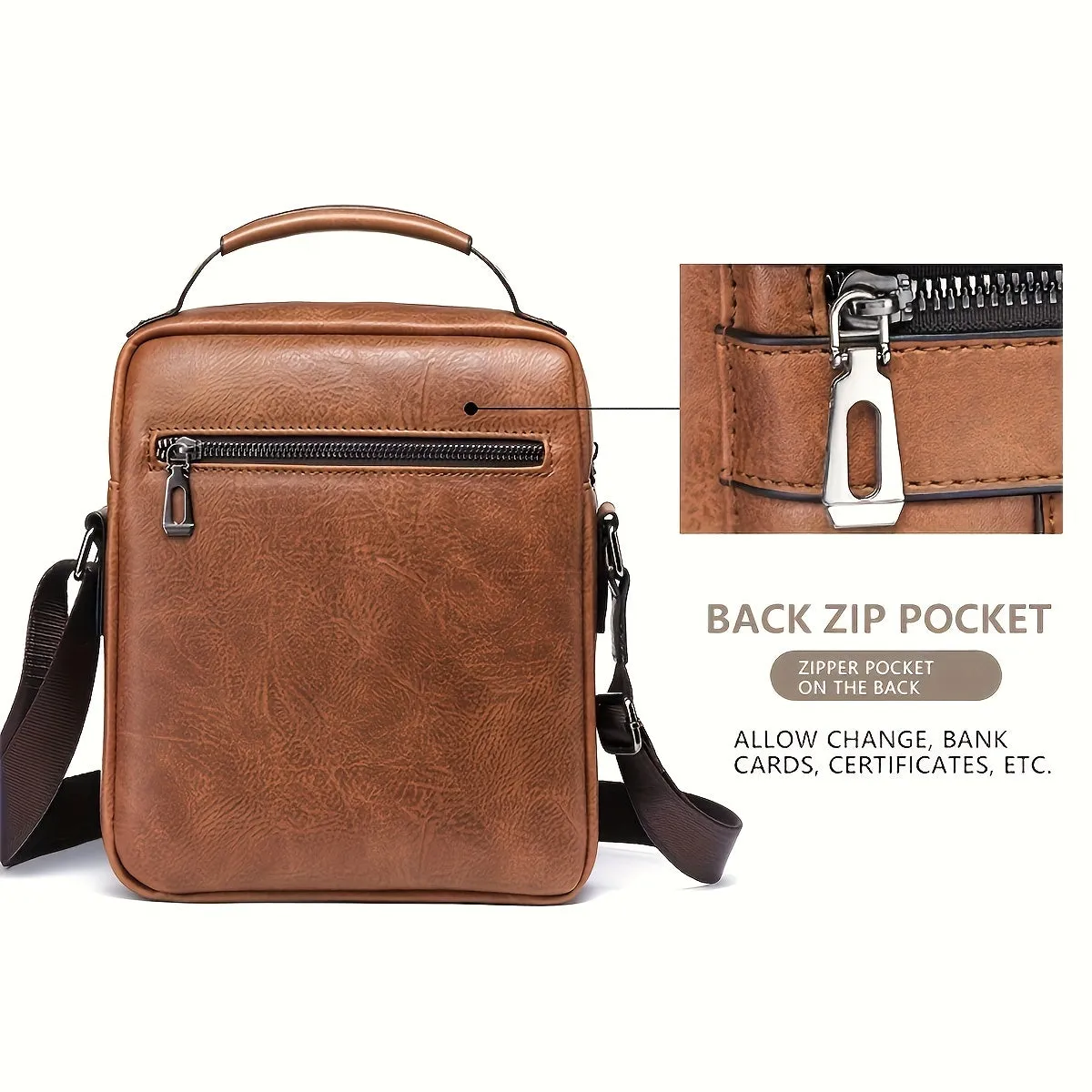 Unisex Shoulder Crossbody Messenger Bag, Eco-Leather Travel Bag.