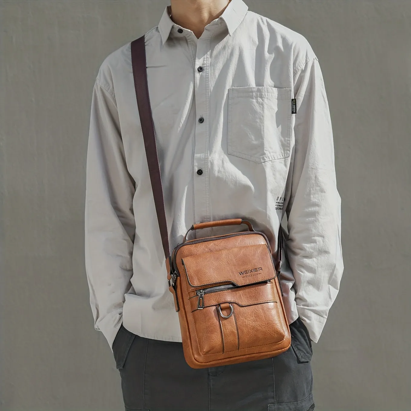 Unisex Shoulder Crossbody Messenger Bag, Eco-Leather Travel Bag.