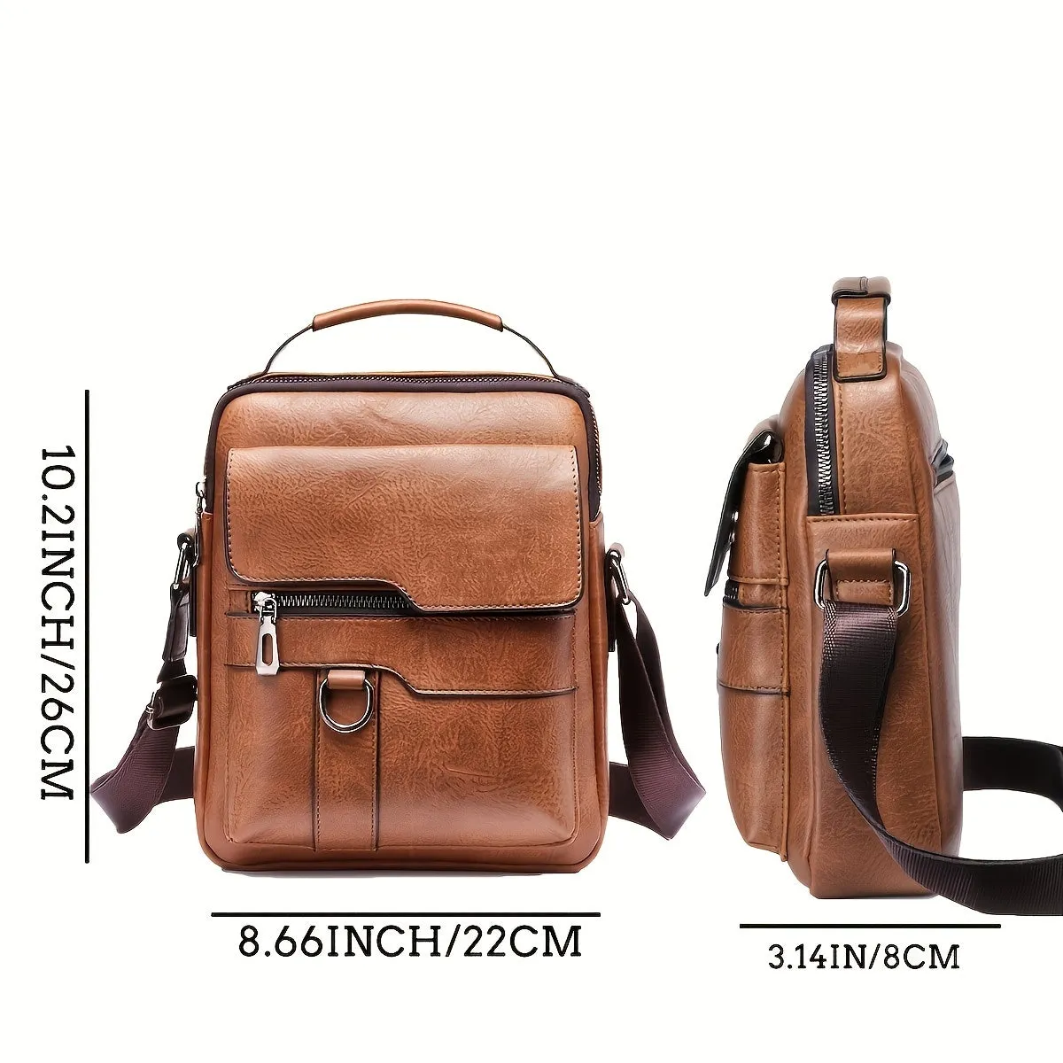 Unisex Shoulder Crossbody Messenger Bag, Eco-Leather Travel Bag.