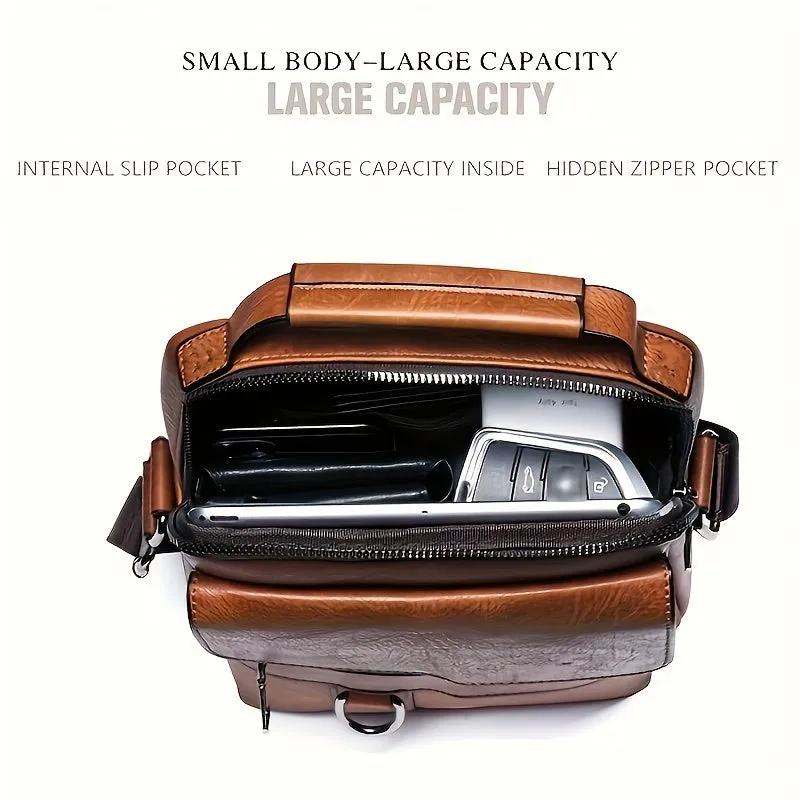 Unisex Shoulder Crossbody Messenger Bag, Eco-Leather Travel Bag.