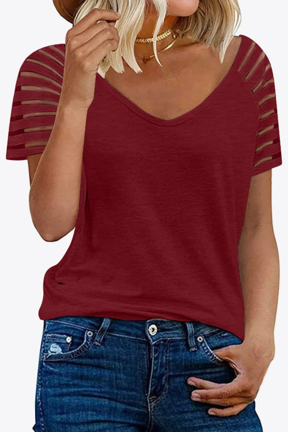 V-Neck Raglan Sleeve Tee