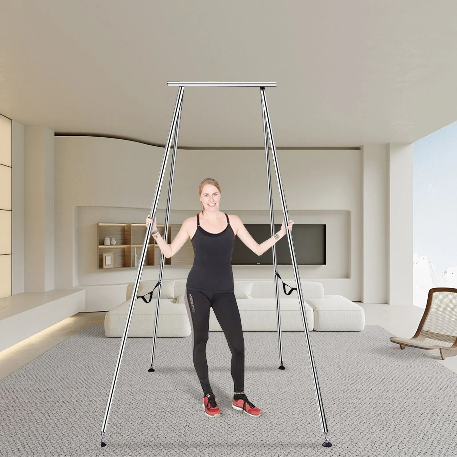 Vevor Aerial Yoga Frame 9.67' Height Swing Stand 551 Lbs Capacity Chrome Plated Steel New