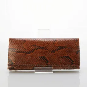 Vintage Leather Brown & Black Snakeskin Clutch Bag