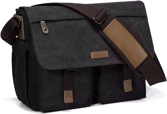 Vintage Leather Canvas Explorer Messenger Bag