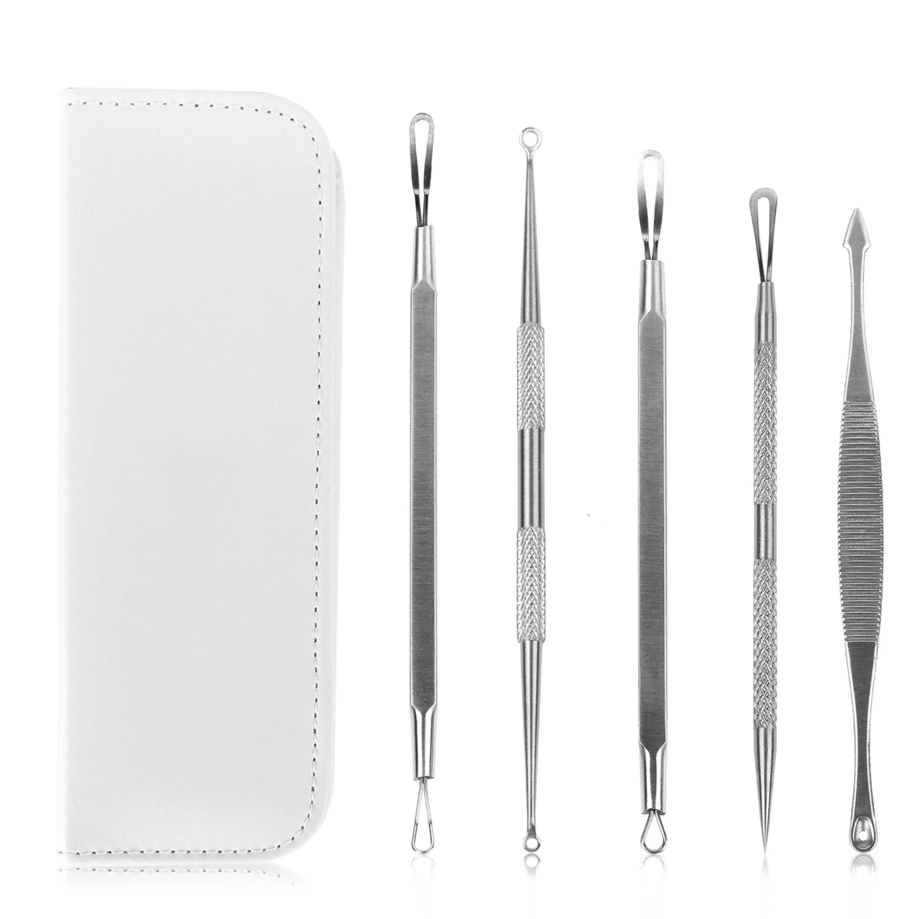 VYSN 5 Pcs Blackhead Remover Kit Pimple Comedone Extractor Tool Set Stainless Steel Facial Acne Blemish Whitehead Popping Zit Removing for Nose Face Skin