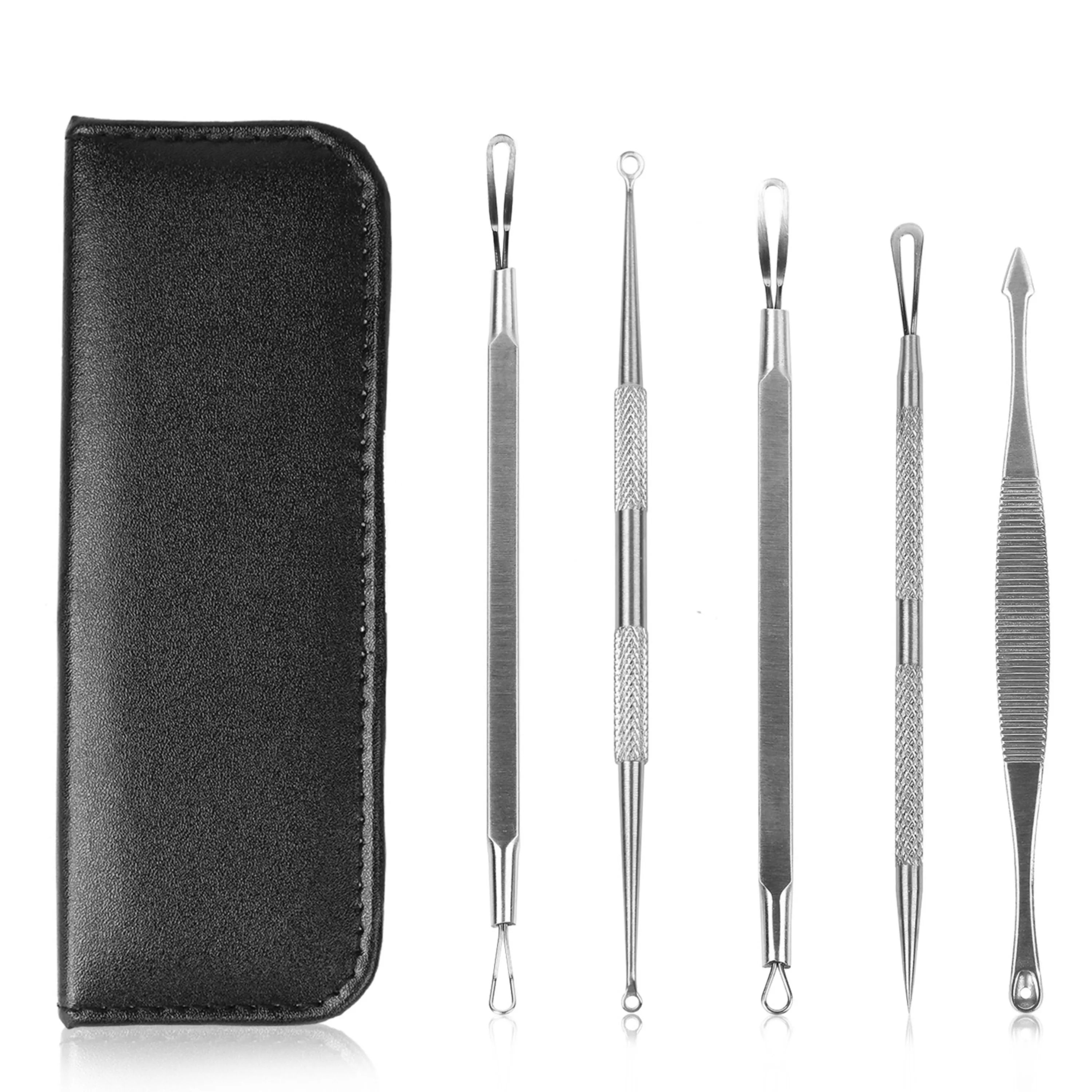 VYSN 5 Pcs Blackhead Remover Kit Pimple Comedone Extractor Tool Set Stainless Steel Facial Acne Blemish Whitehead Popping Zit Removing for Nose Face Skin