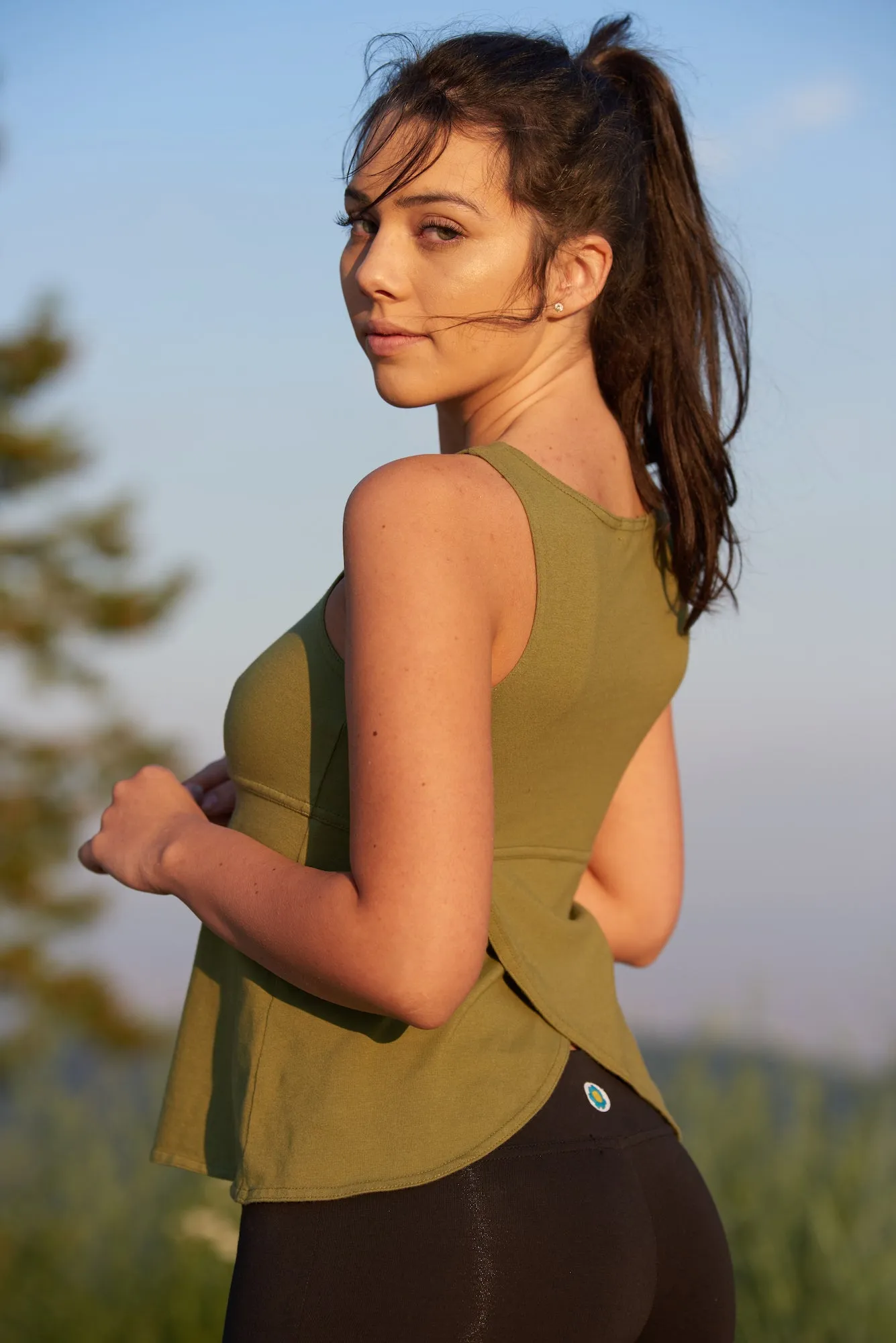 Wisdom Sleeveless Yoga Top - Olive