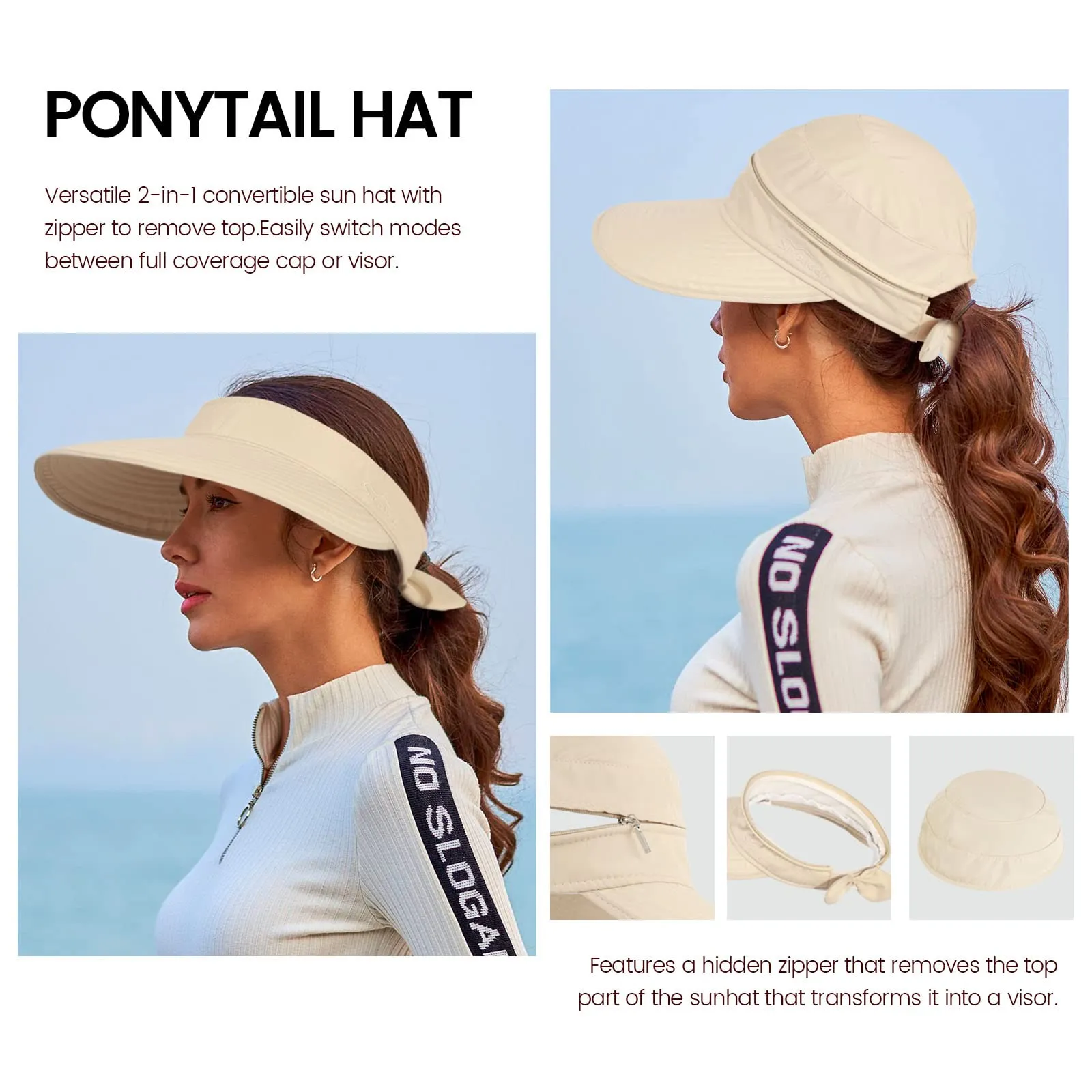 Women Hats UPF 50  UV Sun Protective Convertible Beach Visor Hat