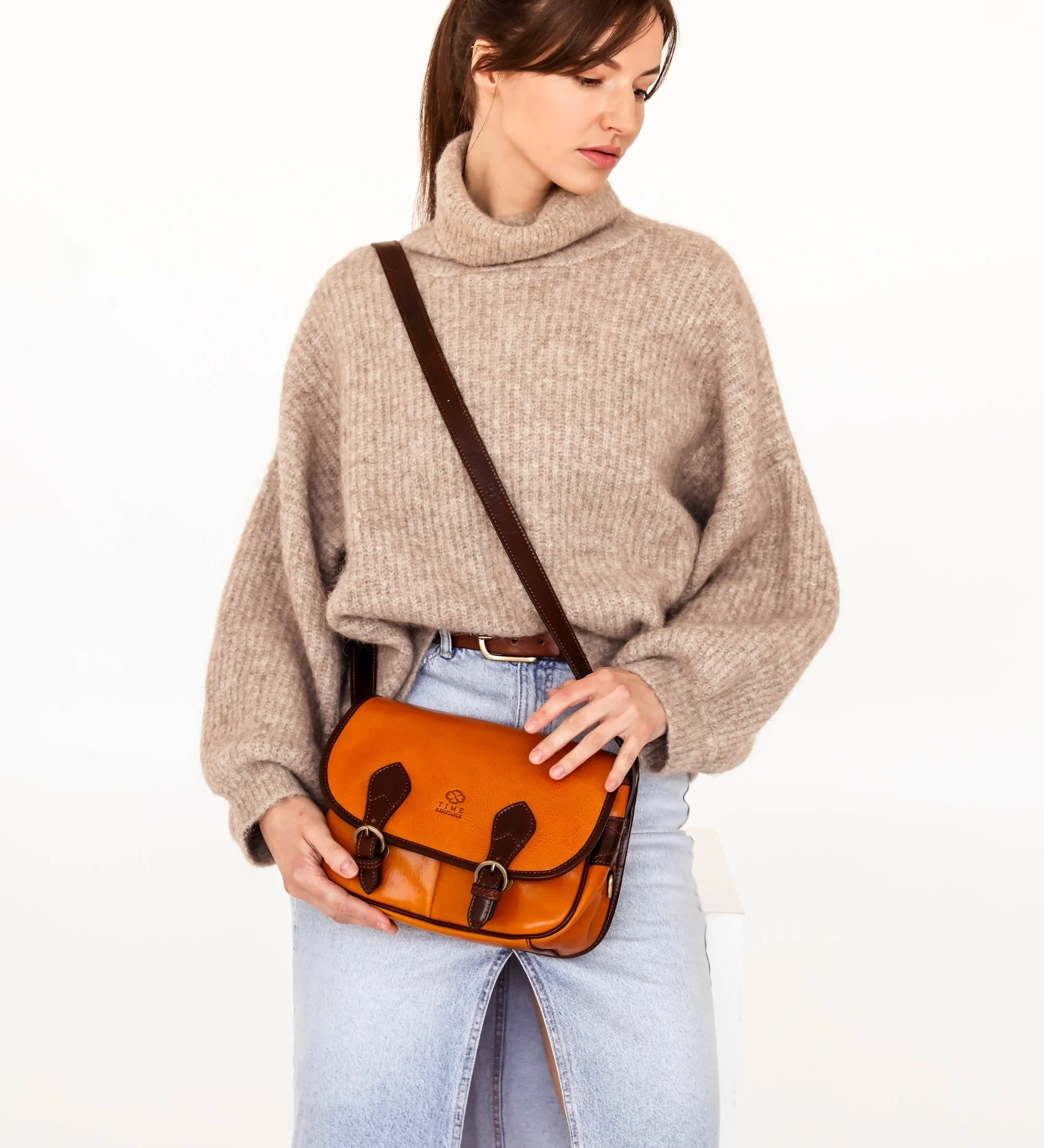 Womens Leather Saddle Bag - The Paris Wife