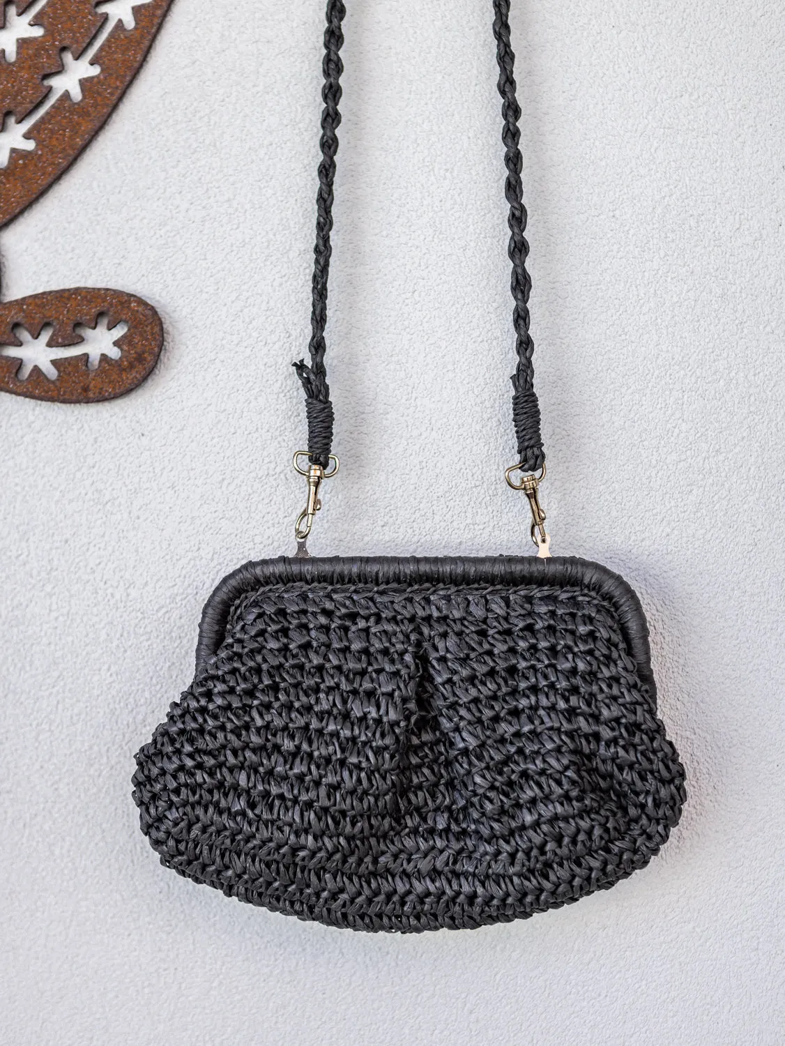 Woven Clutch Bag - Black