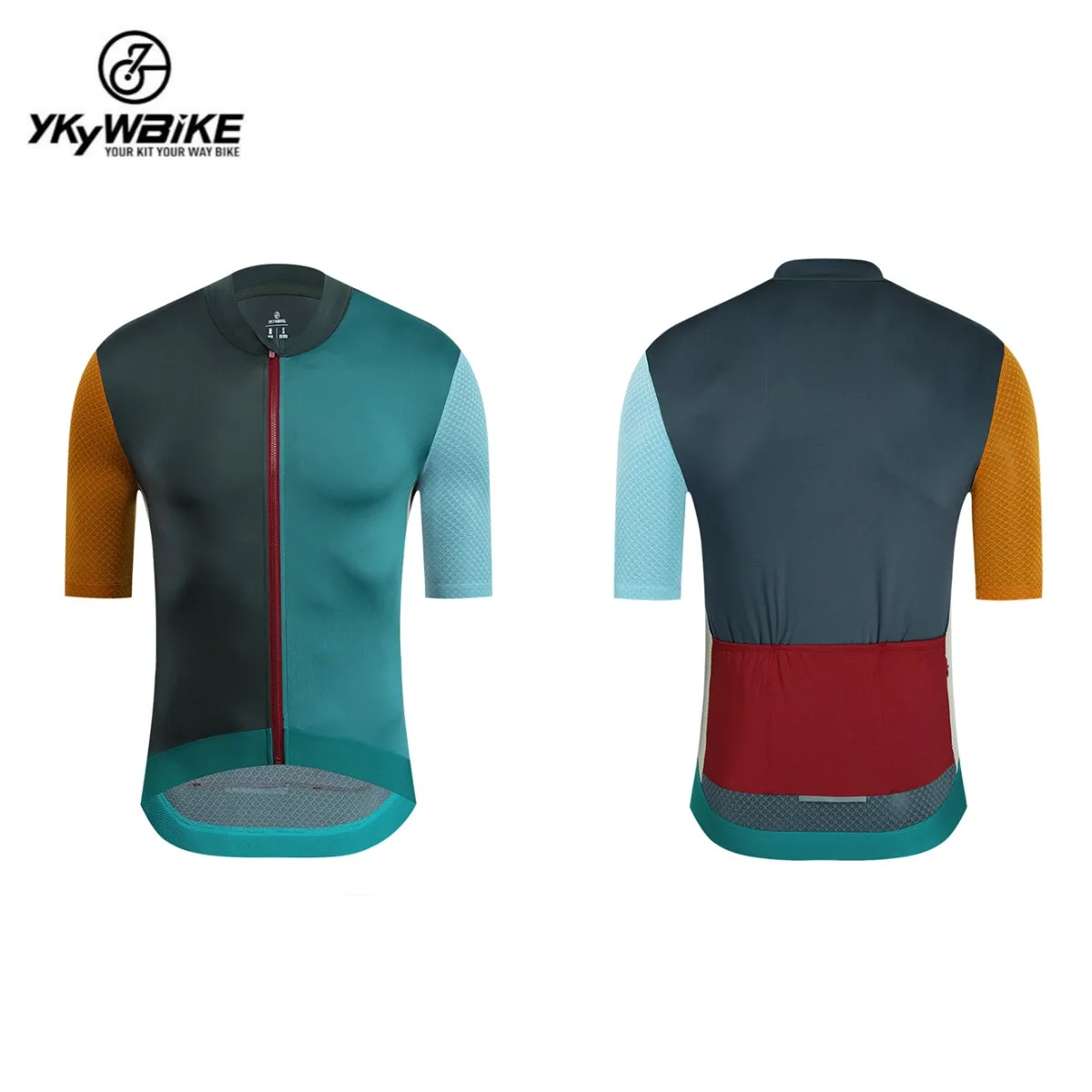 YKYW 2024 Men's New Cycling Jersey Moisture Wicking Quick Dry Multiple Color Combinations Colorblocking Burgundy   Dark Blue