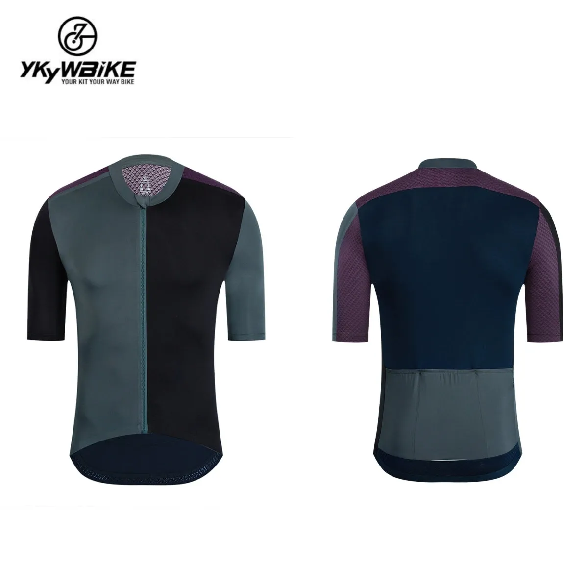 YKYW 2024 Men's New Cycling Jersey Moisture Wicking Quick Dry Multiple Color Combinations Colorblocking Burgundy   Dark Blue