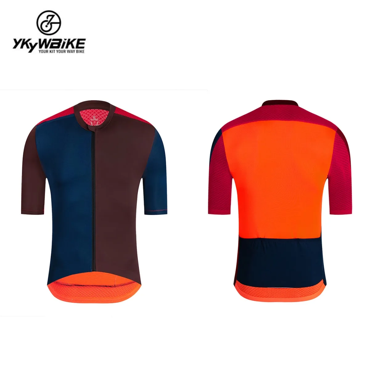 YKYW 2024 Men's New Cycling Jersey Moisture Wicking Quick Dry Multiple Color Combinations Colorblocking Burgundy   Dark Blue