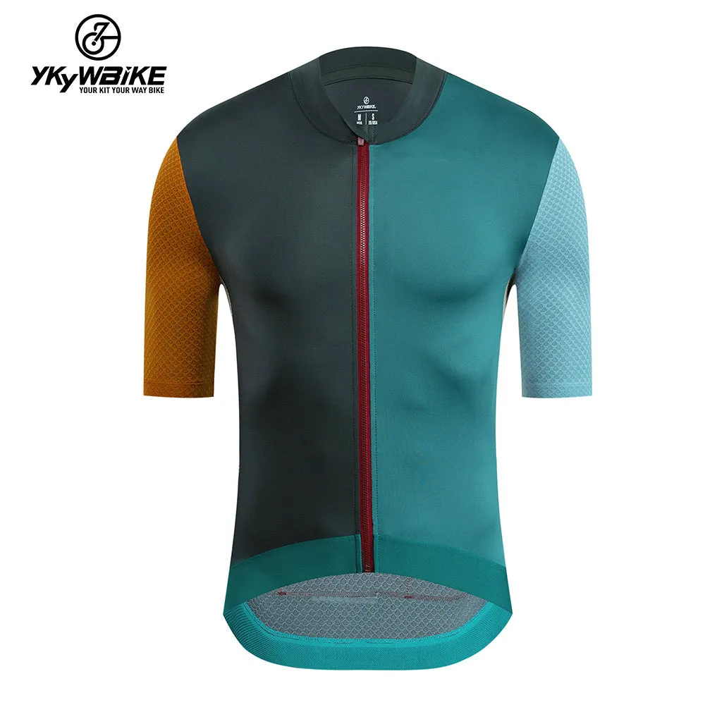 YKYW 2024 Men's New Cycling Jersey Moisture Wicking Quick Dry Multiple Color Combinations Colorblocking Burgundy   Dark Blue