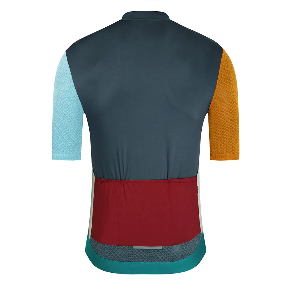 YKYW 2024 Men's New Cycling Jersey Moisture Wicking Quick Dry Multiple Color Combinations Colorblocking Burgundy   Dark Blue