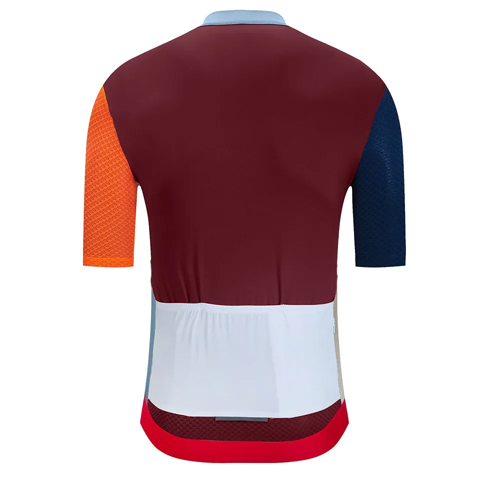 YKYW 2024 Men's New Cycling Jersey Moisture Wicking Quick Dry Multiple Color Combinations Colorblocking Burgundy   Dark Blue