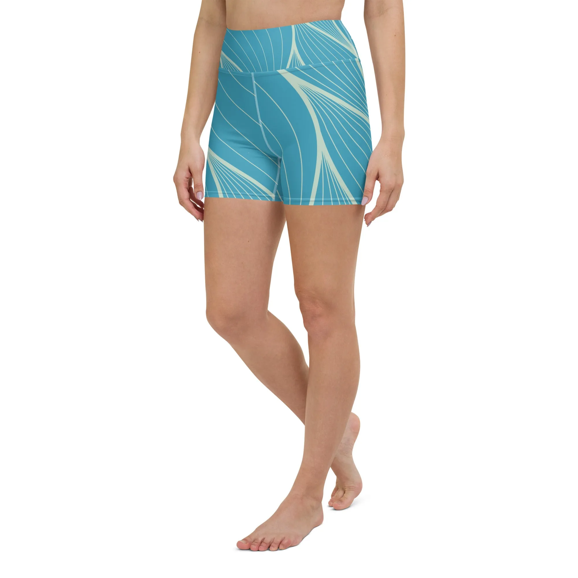 Yoga Shorts - Blue Abstract