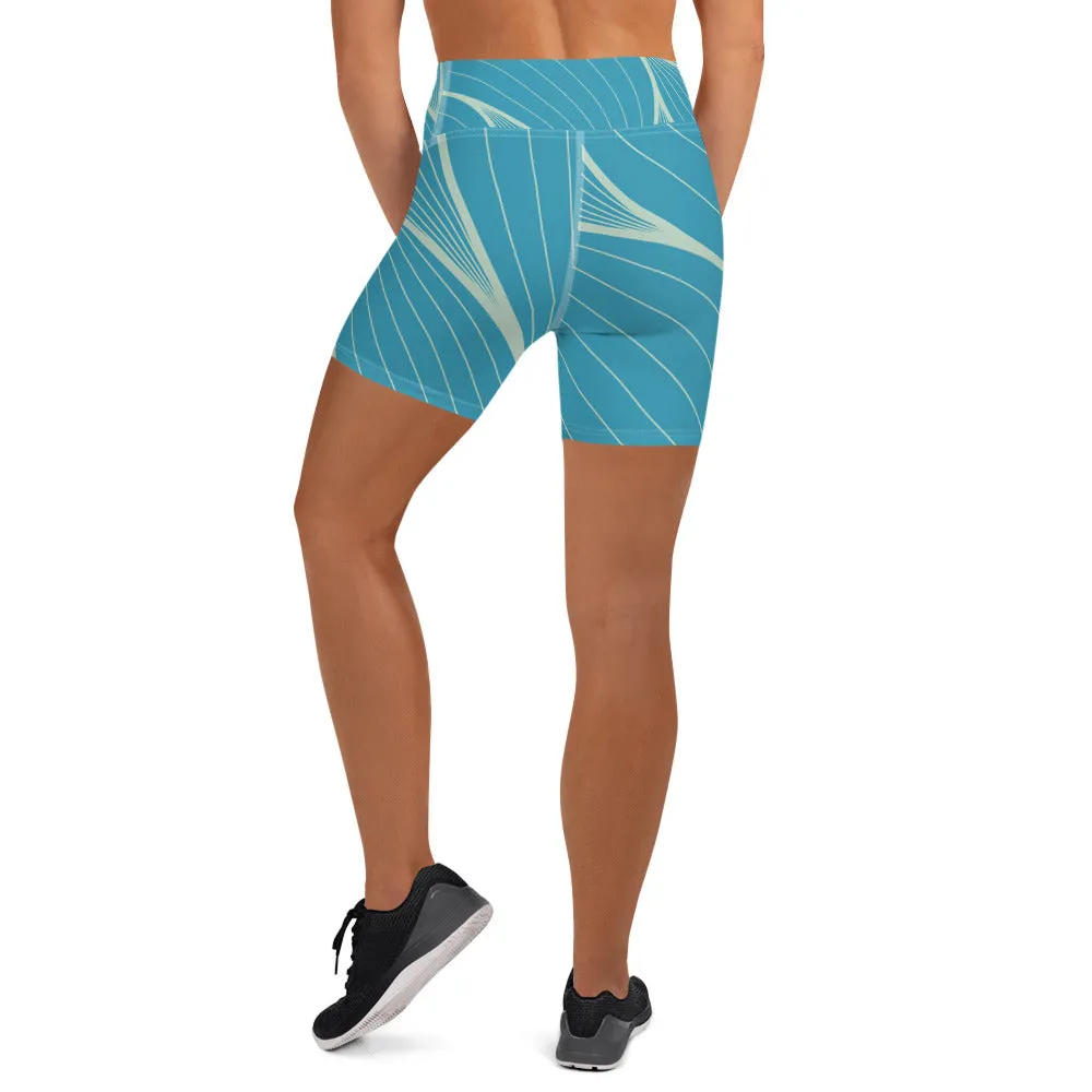 Yoga Shorts - Blue Abstract